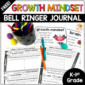 Preview of Growth Mindset Bell Ringers Activities | FREE Daily Warm-Ups K-1st Grade