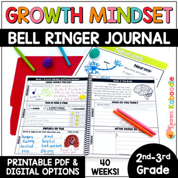 Preview of Growth Mindset Bell Ringer Journal Morning Work Daily Warm Up: SEL Activities