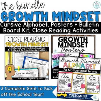 Preview of Growth Mindset Reading Activities Posters to Display Bulletin Board