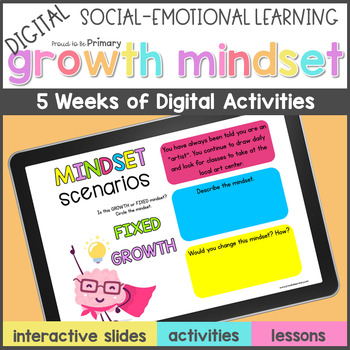 Preview of Growth Mindset Lessons & Smart Goal Setting Activities - Digital SEL for 3-5