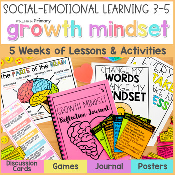 Preview of Growth Mindset Activities, Posters & Bulletin Board + SMART Goal Setting Lessons