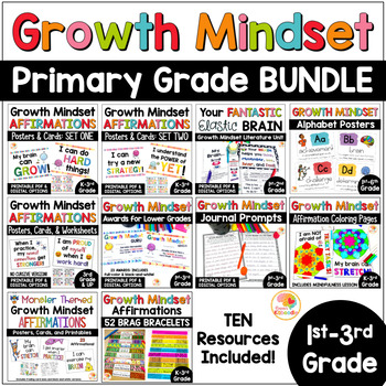 Preview of Growth Mindset Activities: Posters, Prompts, Awards, and MORE BUNDLE