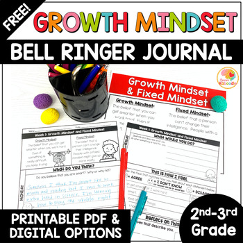 Preview of Growth Mindset Bell Ringers Activities | FREE Daily Warm-Ups for 2nd-3rd Grade