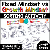 Growth Mindset vs Fixed Mindset Sorting Cards Activity: Gr