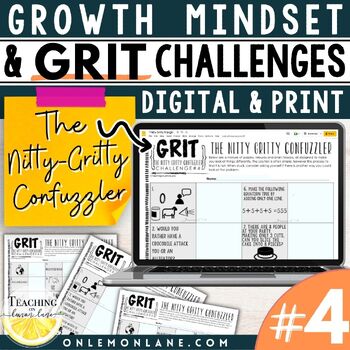 Preview of Teaching Grit Growth Mindset Lesson Plans Activity Rebus Brainteaser Puzzles