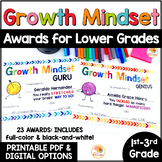 Editable End of Year Growth Mindset Awards for Primary Grades