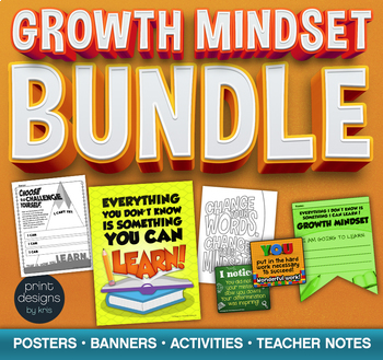 Preview of Growth Mindset BUNDLE - Posters - Banners - Activities - Teacher Notes