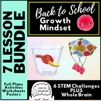 Preview of Growth Mindset Back to School Bundle - STEM Activities Posters Worksheets