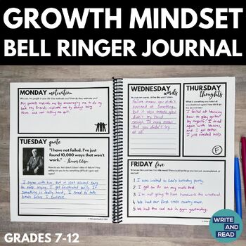 Preview of Growth Mindset Bell Ringer Journal - Full Year of Warmup Journal Prompts
