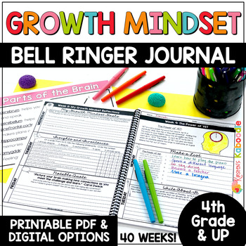 Preview of Growth Mindset Bell Ringer Journal Morning Work Daily Warm Up: SEL Activities