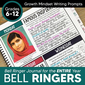 Preview of Growth Mindset Bell Ringer Journal for Entire Year: Back to School (EDITABLE)