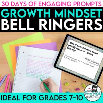 Preview of Growth Mindset Bell Ringers: 30 Engaging Growth Mindset Writing Prompts