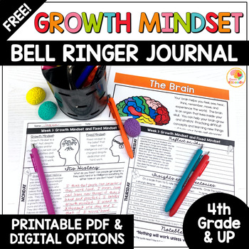 Preview of FREE Growth Mindset Bell Ringer Warm-Up Daily Activities for 4th Grade and UP