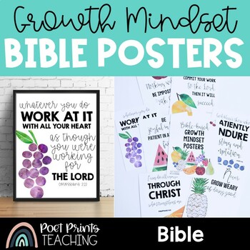 Growth Mindset Bible Posters, Inspirational Quotes by Poet 