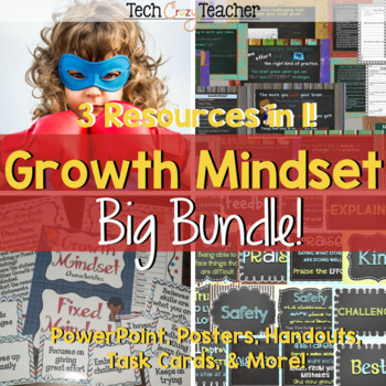 Preview of Growth Mindset Big Bundle: Activities, Posters, Bulletin Boards- Back to School