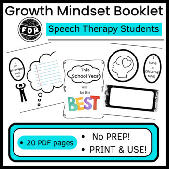 Preview of Growth Mindset Booklet Middle High School Speech Therapy Back to School