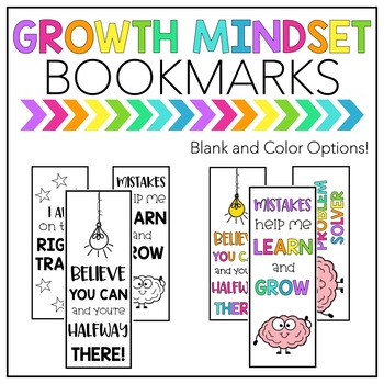 growth mindset bookmarks by the primary pieces tpt