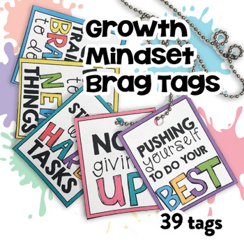 Preview of Growth Mindset Brag Tags - Rewards System for Behavior Management