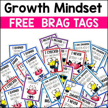 Preview of Growth Mindset Brag Tags - Use all Year and during Test Prep