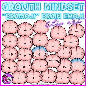 Preview of Growth Mindset Brain Emoji Clip Art