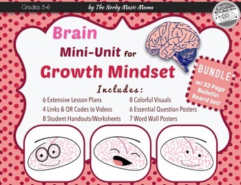 Preview of Growth Mindset Brain Unit Lesson Plans *BUNDLE with Bulletin Board*