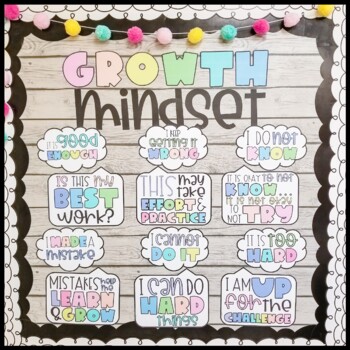 Growth Mindset Bulletin Board Display Pastel Rainbow | TPT
