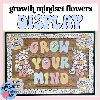 Preview of Growth Mindset Bulletin Board | Flower Craft Activity | Spring Goals