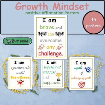 Preview of Growth Mindset Bulletin Board Posters:Positive Affirmation Posters | Class Decor