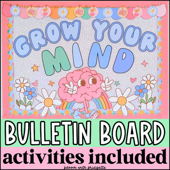 Preview of Growth Mindset Bulletin Board | Retro Groovy Decor | Growth Mindset Activities