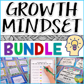 Preview of Growth Mindset Bundle: SEL Workbook Activities, Task Cards, and Posters