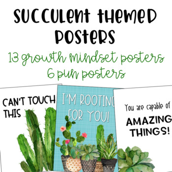 Preview of Growth Mindset - Cactus - Succulents - Classroom Decor