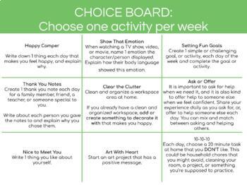 Preview of Growth Mindset Choice Board Menu