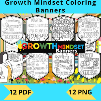 Preview of Growth Mindset Coloring Banners