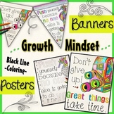 Growth Mindset Coloring Banners & Posters Stress Managemen