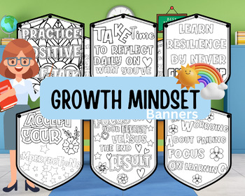 Growth Mindset Coloring Banners for Classrooms by Art room - Coloring ...
