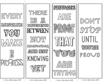 growth mindset coloring bookmarks by mrs librarian tpt