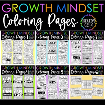 Preview of Growth Mindset Coloring Page Bundle {Made by Creative Clips Clipart}