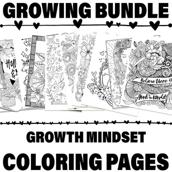 Preview of 30+ Growth Mindset Coloring Page Bundle | Positive Quotes | Inspirational