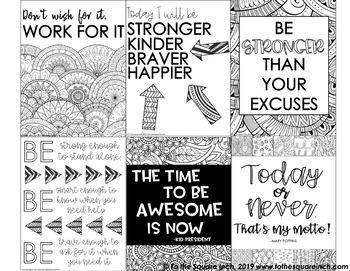Growth Mindset Coloring Pages by To the Square Inch- Kate Bing Coners
