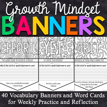 Preview of Growth Mindset Coloring Banners | Growth Mindset Banners