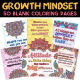 Growth Mindset Coloring Pages | 50 Black Lined Pages