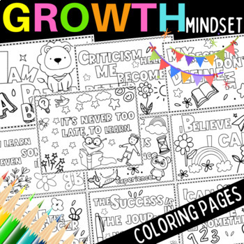 Preview of Growth Mindset Coloring Pages. Back to School Activities