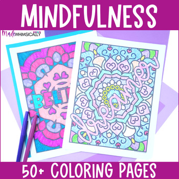 Preview of Growth Mindset Calming Coloring Pages - Mindfulness Mandala Posters End of Year