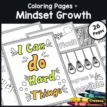 Preview of Growth Mindset Coloring Pages: Motivational Coloring Poster for Classroom