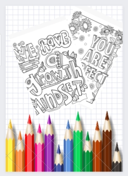 Preview of Growth Mindset Coloring Pages, Motivationally for kids . gift Christmas 