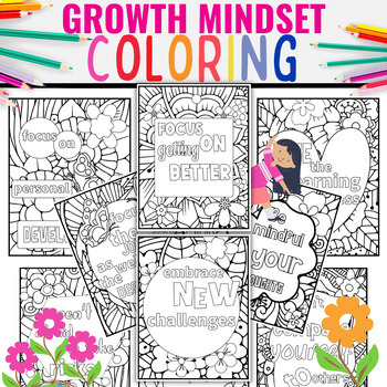 Preview of Growth Mindset Coloring Pages | Positive Affirmations Coloring sheet for Kids