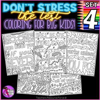 Preview of Stress Management Coloring Pages / Posters: Don't Stress The Test 4