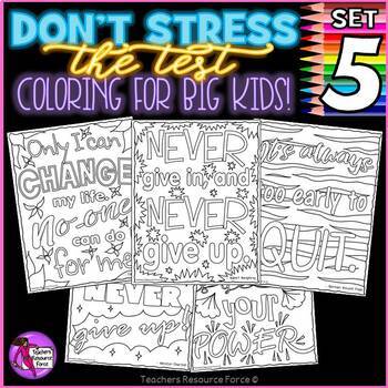Preview of Stress Management Coloring Pages / Posters: Don't Stress The Test 5