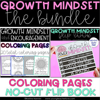 Preview of Growth Mindset Coloring Pages Posters Flip Book | Social Emotional Learning