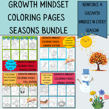 Preview of Growth Mindset Coloring Pages Seasons Bundle